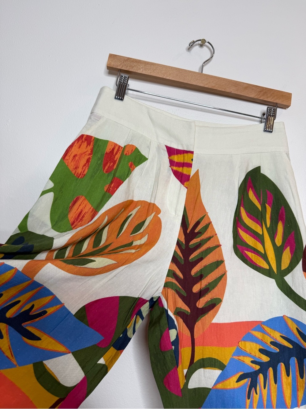 Farm Rio Anthropologie Tropical Palm Leaf Wide Leg Cropped Pants size xs - Picture 6 of 8